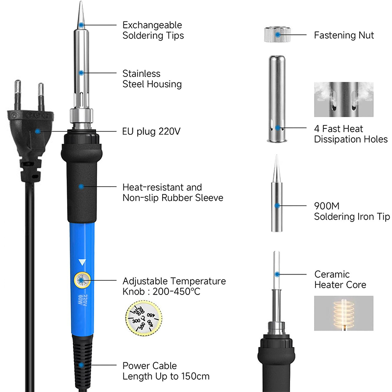Adjustable Temp 220V 60W Elect - огляд і ціна Diy Electronics Tools