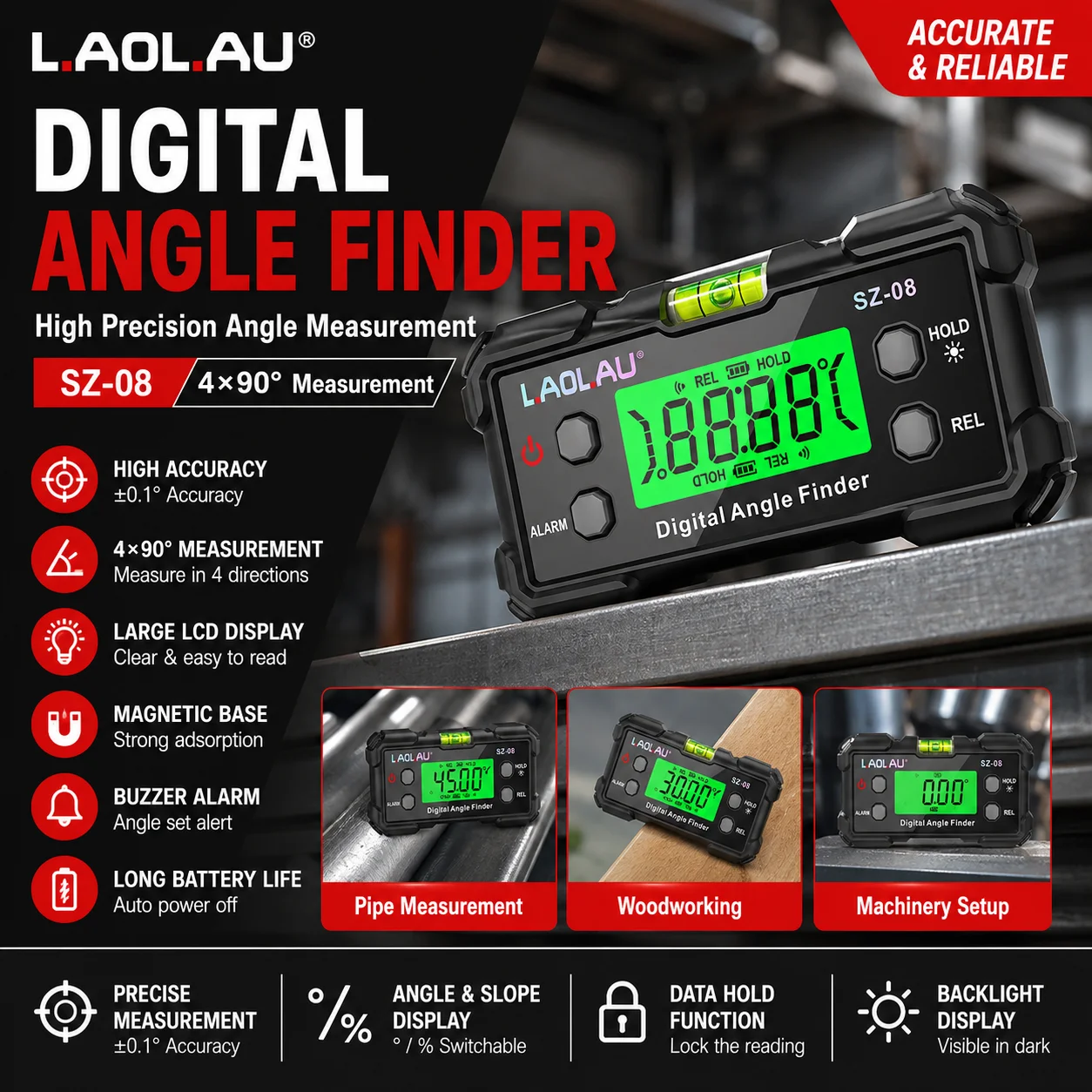 Digital Angle Gauge With Level - огляд і ціна Diy Electronics Tools