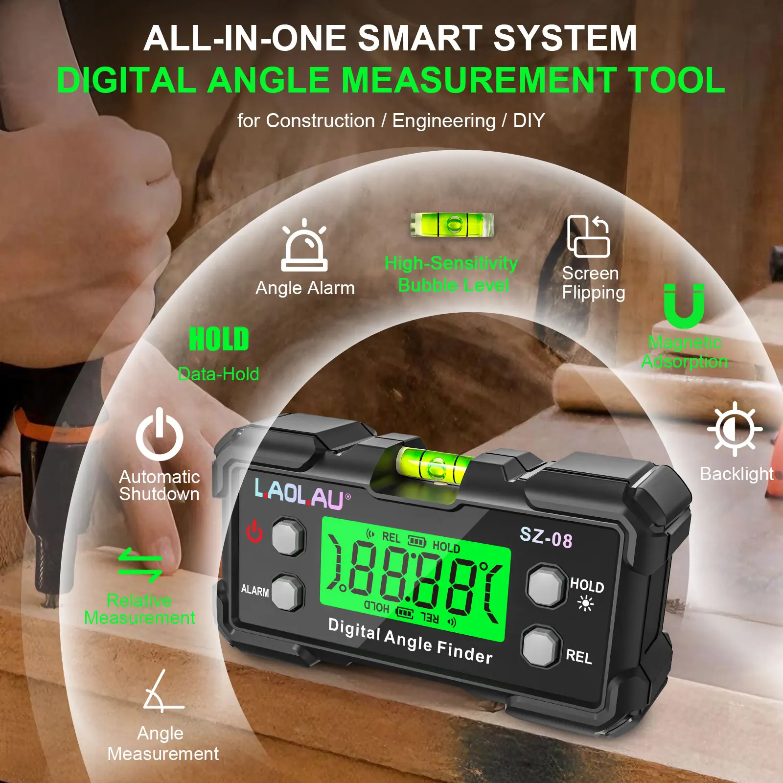 Digital Angle Gauge With Level - огляд і ціна Diy Electronics Tools