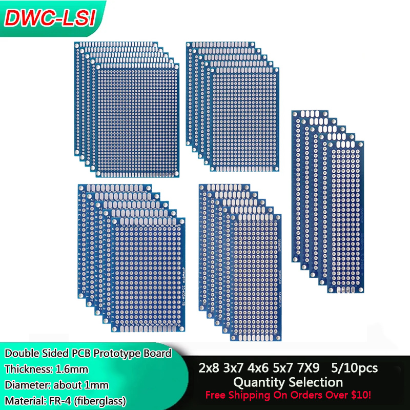 5/10PCS Blue Double-sided PCB  - огляд і ціна Diy Electronics Workbench